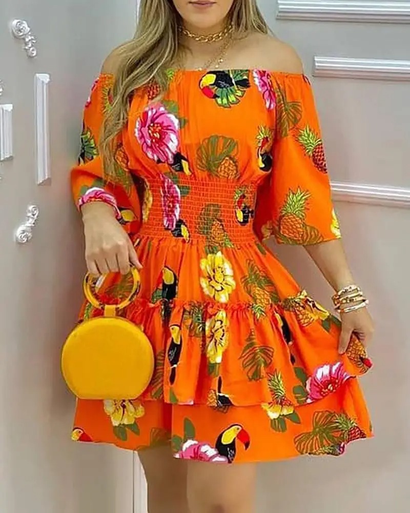 Robe Fleurie Orange – Sandrine